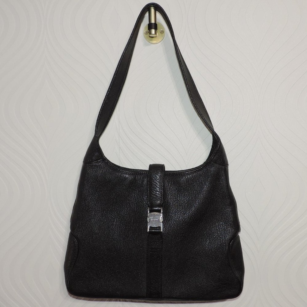 Salvatore Ferragamo Arch Hobo Black Leather Shoulder Bag